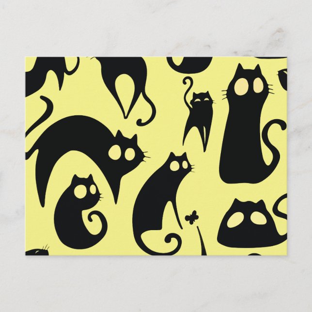Postal Festiva Patrón de gato negro (Anverso)