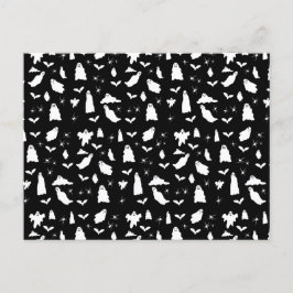 Postal Festiva Patrón de Halloween de Fantasma Cuta, Bats & Spide