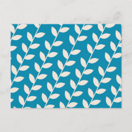 Postal Festiva Patrón de hoja retro de personalizado azul 70