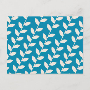 Postal Festiva Patrón de hoja retro de personalizado azul 70