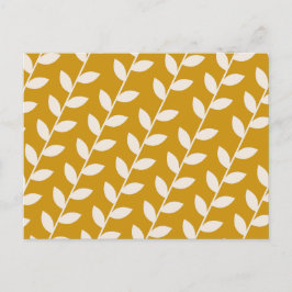 Postal Festiva Patrón de hoja retro de personalizado Mustard 70