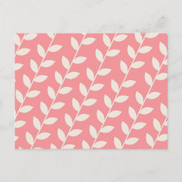 Postal Festiva Patrón de hoja retro rosa personalizado 70
