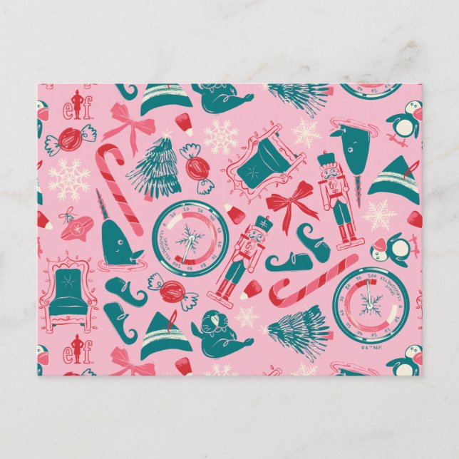 Postal Festiva Patrón de icono de vacaciones de elfo enmarcado (Anverso)