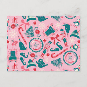 Postal Festiva Patrón de icono enmarcado de vacaciones de elfo