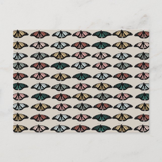 Postal Festiva Patrón de jardín de las mariposas neutrales modern (Anverso)