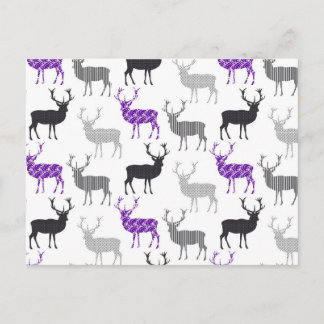Postal Festiva Patrón de Navidades de gradas de ciervo morado