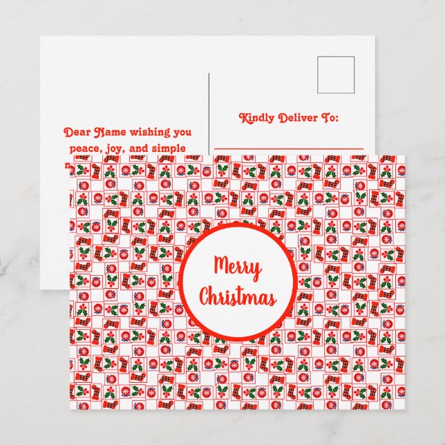 Postal Festiva Patrón de Navidades festivos (Anverso / Reverso)