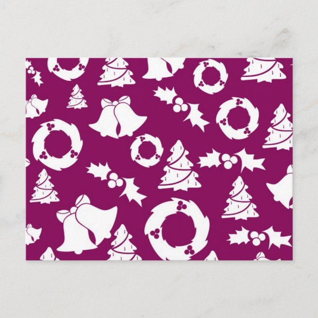 Postal Festiva Patrón de Navidades púrpura (Anverso)