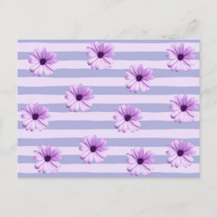 Postal Festiva Patrón de rayas pastel con margaritas