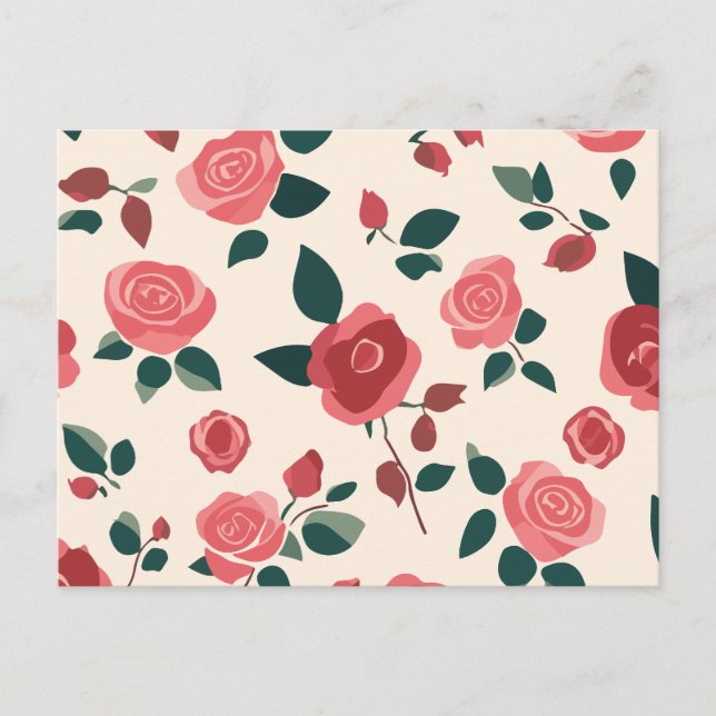 Postal Festiva Patrón de rosa rojo (Anverso)