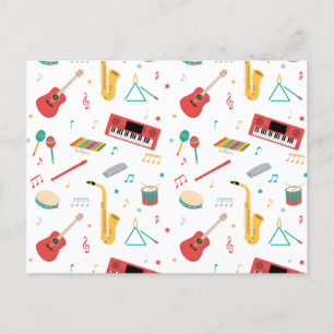 Postal Festiva Patrón de tema musical de instrumentos musicales