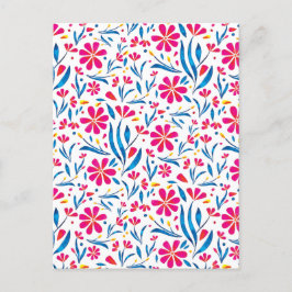 Postal Festiva Patrón floral ascendente de color de agua