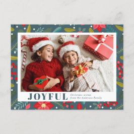 Postal Festiva Patrón floral de Poinsettia Navidades de fotografí