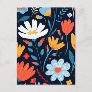 Postal Festiva Patrón floral negro femenino