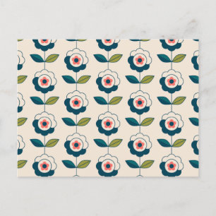 Postal Festiva Patrón floral turquesa retro