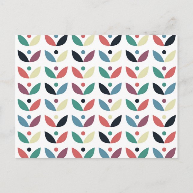 Postal Festiva Patrón geométrico floral de arte folclórico (Anverso)