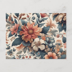 Postal Festiva Patrón impecable de flores coloridas y bonitas
