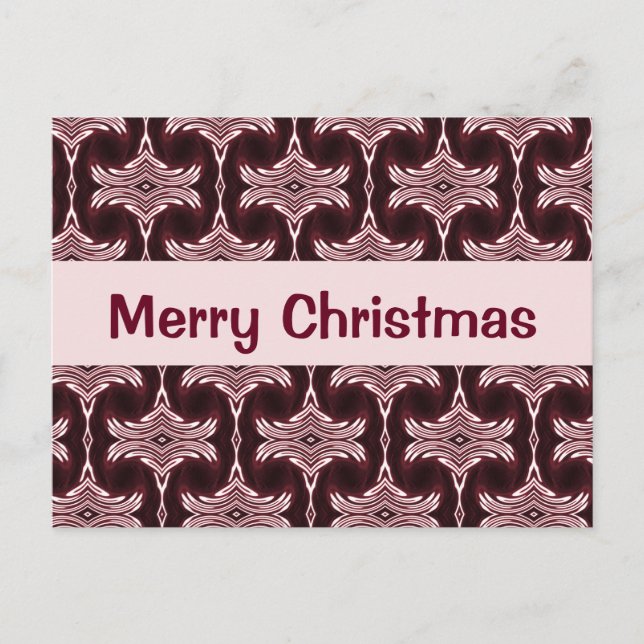 Postal Festiva Patrón maroon Art Deco de navidades (Anverso)