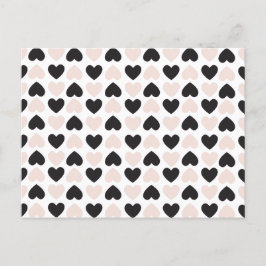 Postal Festiva Patrón moderno Rubor Pink Black Love Hearts