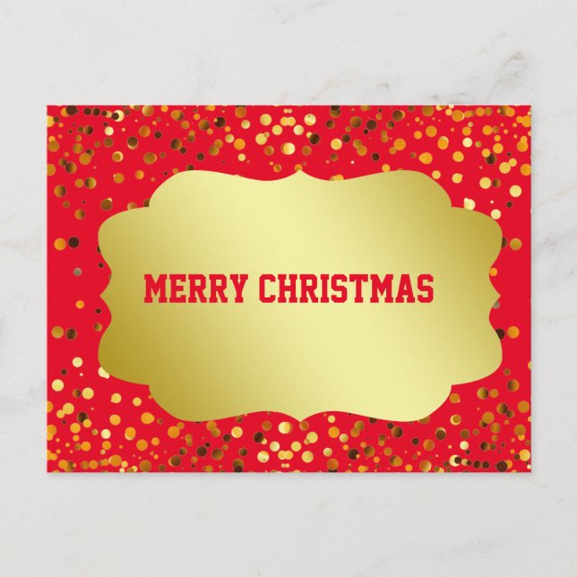 Postal Festiva Patrón retro Emblema de oro Navidades Purpurinas d (Anverso)