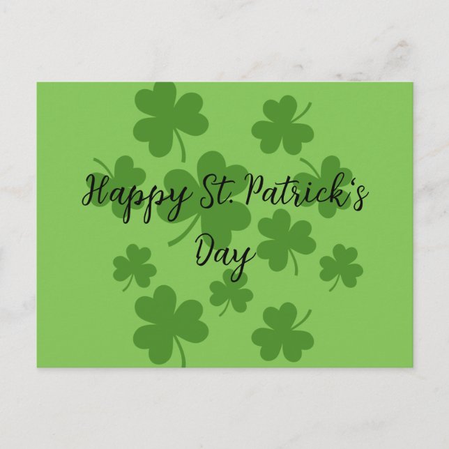 Postal Festiva Patrón Shamrock Clover de St Patrick | Añadir text (Anverso)