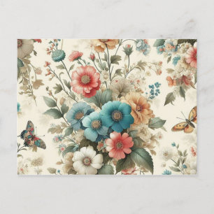 Postal Festiva Patrón suave de flores de color lindo