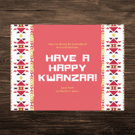 Postal Festiva Patrón tribal africano amarillo y rojo Kwanzaa