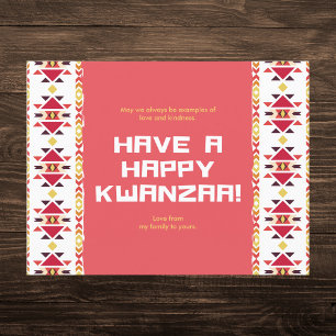 Postal Festiva Patrón tribal africano amarillo y rojo Kwanzaa