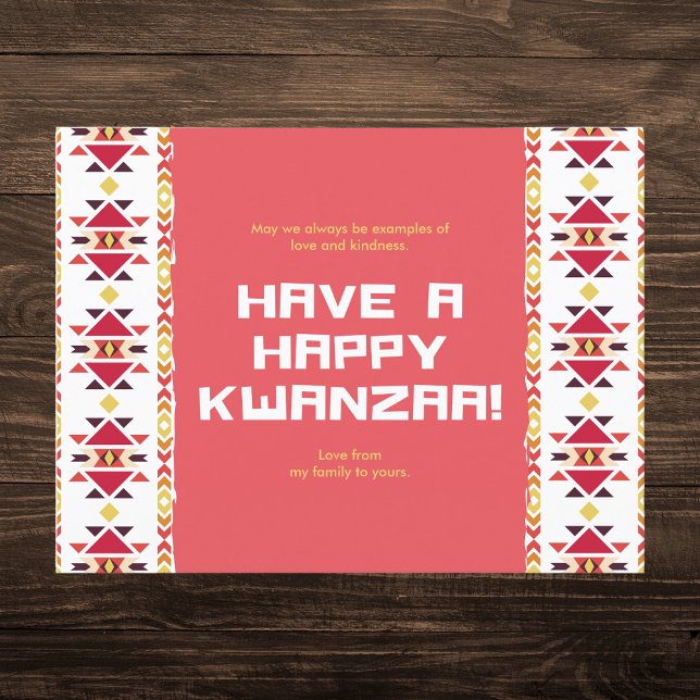 Postal Festiva Patrón tribal africano amarillo y rojo Kwanzaa (Subido por el creador)