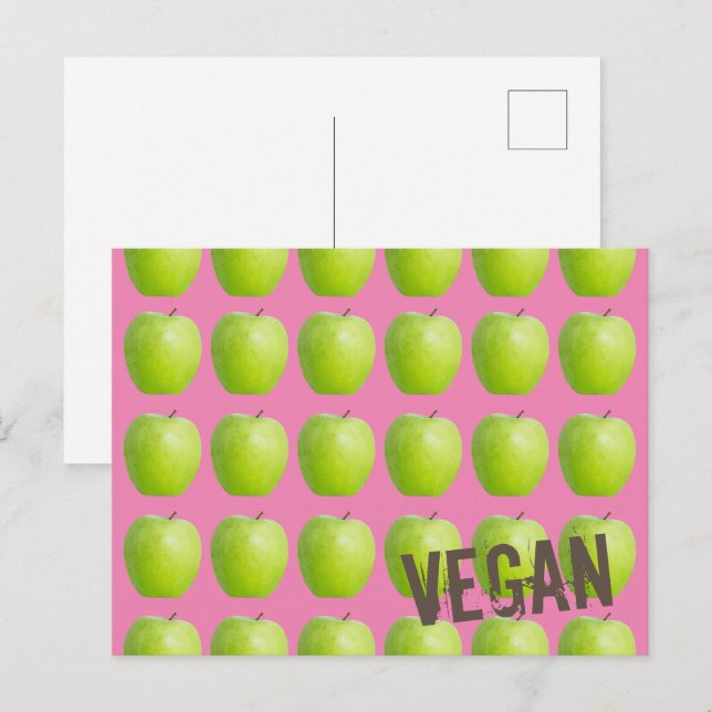 Postal Festiva Patrón Vegan Apple para el amante de las frutas ve (Anverso / Reverso)