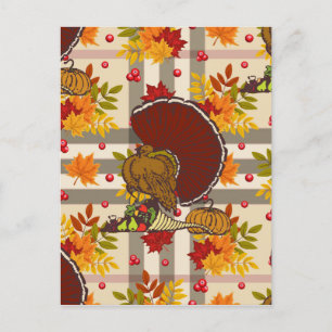 Postal Festiva pavo de acción de gracias