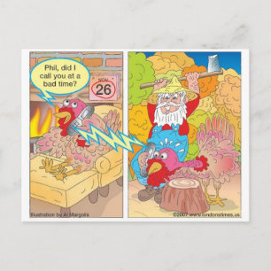 Postal Festiva Pavo de Acción de Gracias en Espera de Dibujos Ani