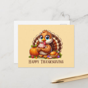 Postal Festiva Pavo de Acción de Gracias feliz lindo 