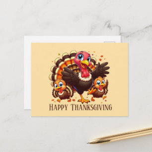 Postal Festiva Pavo de Acción de Gracias feliz lindo 