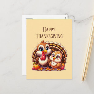 Postal Festiva Pavo de Acción de Gracias feliz lindo