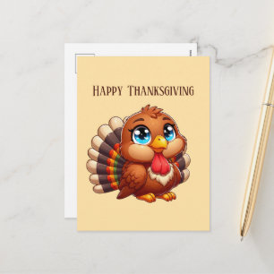 Postal Festiva Pavo de Acción de Gracias feliz lindo 
