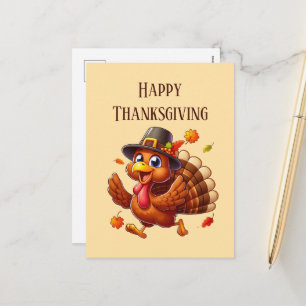 Postal Festiva Pavo de Acción de Gracias feliz lindo 