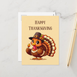 Postal Festiva Pavo de Acción de Gracias feliz lindo 