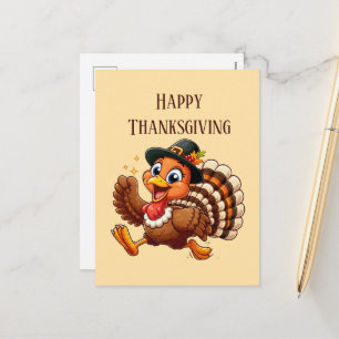 Postal Festiva Pavo de Acción de Gracias feliz lindo 