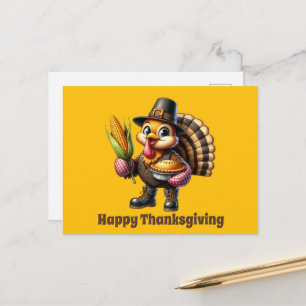 Postal Festiva Pavo de Acción de Gracias lindo personalizable