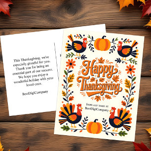 Postal Festiva Pavo de Arte Popular Encantador y Calabaza de Acci