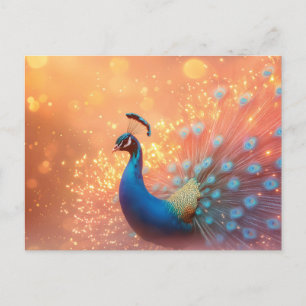 Postal Festiva Pavo de paz majestuoso con desplome vibrante