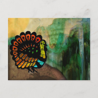 Postal Festiva Pavo de Vidrio Emplomado en Cañón de Piedra