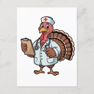 Postal Festiva Pavo en un uniforme de enfermera de quirófano Día