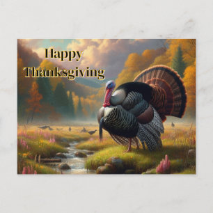 Postal Festiva Pavo Salvaje de Acción de Gracias