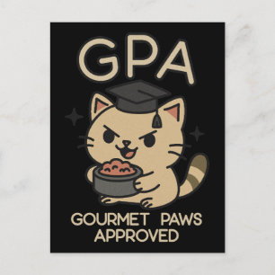 Postal Festiva Paws de atún para gato graciosos de becario person