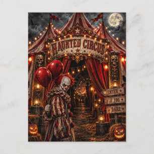Postal Festiva Payaso Asesino del Circo Embrujado Noche de Hallow