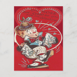 Postal Festiva Payaso Lindo Flor Estornudo Corazón San Valentín
