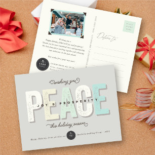 Postal Festiva Paz, Alegría Y Prosperidad Negrita Negocios De Tip