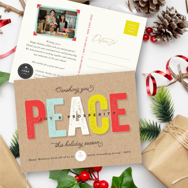 Postal Festiva Paz, Alegría Y Prosperidad Negrita Negocios De Tip (Subido por el creador)